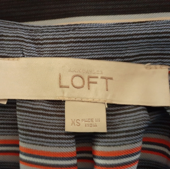 Loft (Ann Taylor) Women's Size XS Satin Shift Dress Blue Stripe - Picture 7 of 7